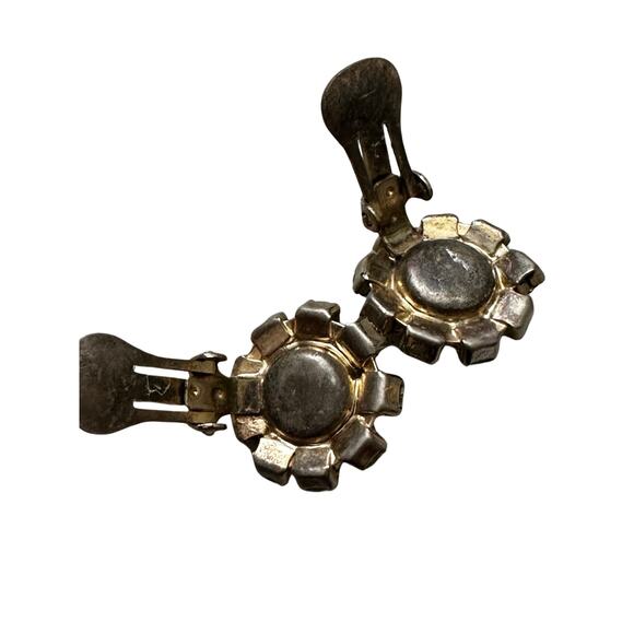 Vintage Topaz Rhinestone Clip On Earrings - Picture 3 of 5